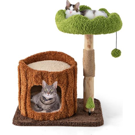 Pour chats d'intérieur, arbre à chat pour grimper et se reposer, avec base stable et jouet suspendu (1/5)