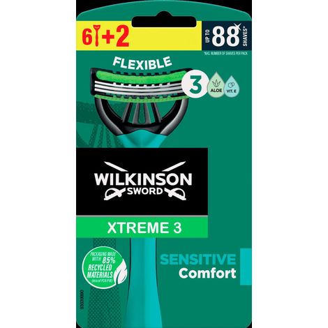 Rasoio WILKINSON Sword Xtreme 3 Sensitive con 3 lame, 8 pezzi.