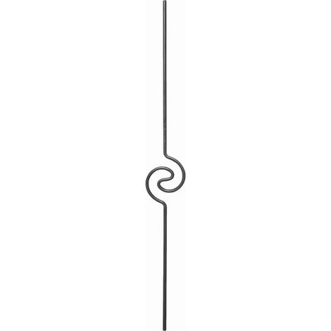 Barreau lisse avec vague centrale - Hauteur 990mm Largeur 130mm rond Ø12mm - Fer forgé - À souder - DECO FER FORGE