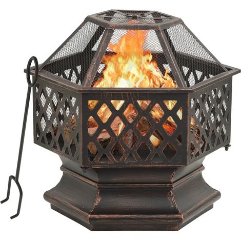 Braciere Rustico con Attizzatoio 62x54x56 cm XXL in Acciaio vidaXL