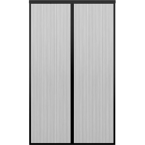Moustiquaire avec aimants pour portes filet fin(140200cm), rideau totalement magnétique, se ferme par lui-même, non raccourci noir ou blanc