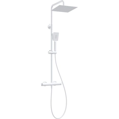 Colonna doccia con miscelatore termostatico doccetta e soffione finitura bianco - Thervo