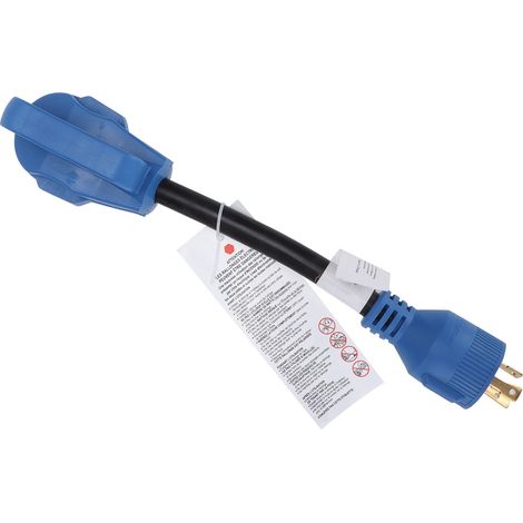 Adaptateur de conversion pour camping-car 30A vers 30A 125V câble 10AWG 3 fils recharge véhicules bleu (1/5)