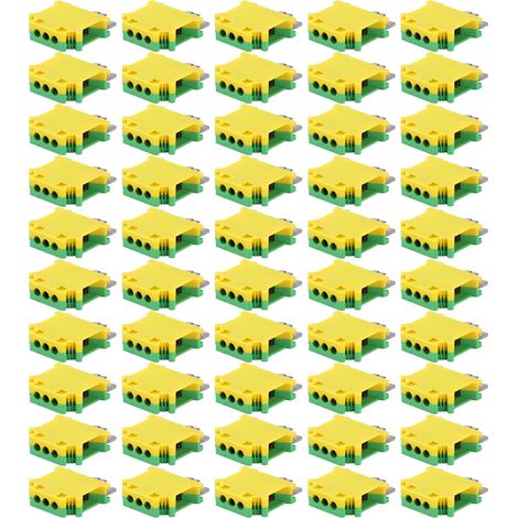 50 pièces Bornier de Rail DIN à 2 Voies en Cuivre Pur pour Mise à la Terre 101A USLKG‑16 (1/5)
