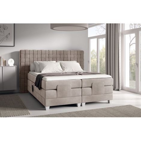 Boxspringbett Elektrisch Bett VIDAL 140x200cm in Stoff Fresh Macchiato (1/2)