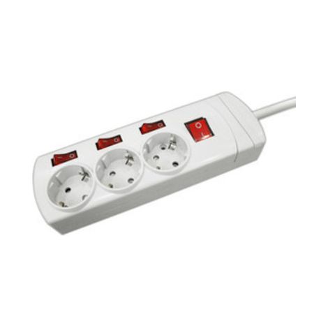 Base multipla 3 spine Schuko con 4 interruttori e cavo 1,5m Blanco 36.186