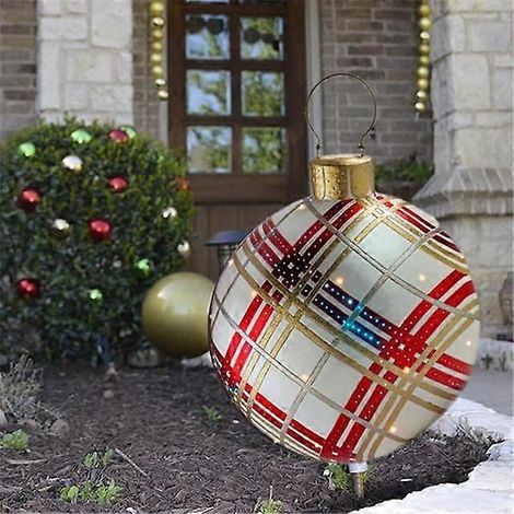 Boule de Noël gonflable décorative de 60 cm en PVC, géante, pour sapin de Noël, sans lumière. (1/5)