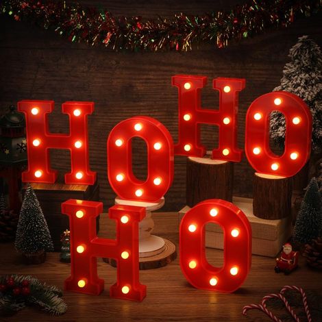 Irovami Enseigne LED Ho Ho Ho – blanc chaud, piles, Noël, bar/maison (1/5)