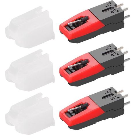 Ersatzkopf und -nadel für Plattenspieler und HiFi-Anlagen, 33/45/78 U/min LP (rot) (1/5)