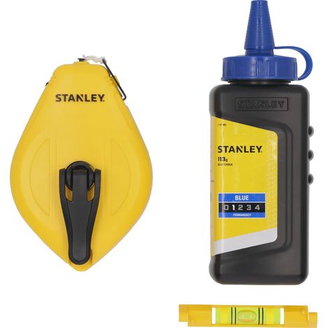 Kit cordeau traceur 30 m 1:1, poudre bleue, niveau - STANLEY - STHT47113-0 (1/2)