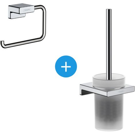 Hansgrohe AddStoris Set scopino da parete + porta carta igienica, cromo (41771000-Addstoris)
