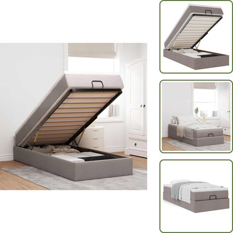 Ottoman-Bett mit Matratze Taupe 100x200 cm Stoff - Ottoman-Bett - Ottoman-Betten - Bettrahmen - Bettgestell (1/5)
