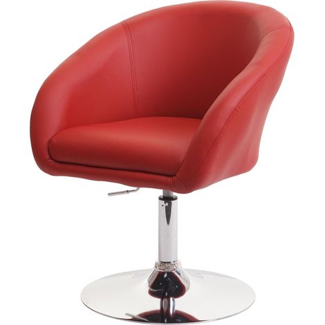 [JAMAIS UTILISÉ] Chaise de salle à manger HHG-247, chaise de salon pivotante, réglable en hauteur, similicuir rouge (1/5)