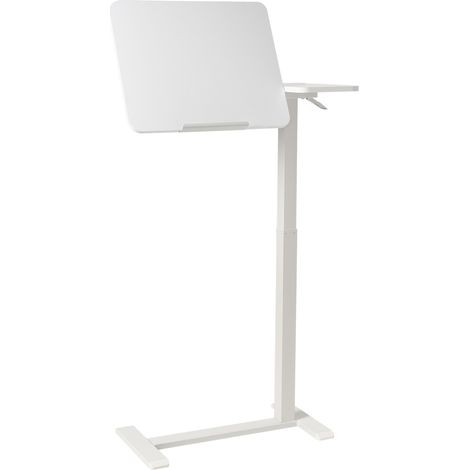 Escritorio de altura regulable manual para ordenador portátil oficina moderna 70 x 40 cm soporte de acero blanco Schola (1/5)