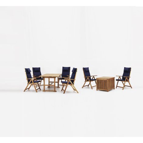 Set da esterno in legno d'acacia con cuscini