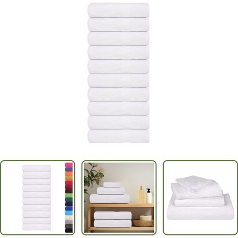 vidaXL Frottiertücher - Duschtücher FROGN 10 Stk. Weiß 70x140 cm 360 g/m² (1/5)
