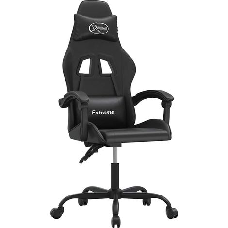 vidaXL Silla gaming giratoria cuero sintético negro (1/2)