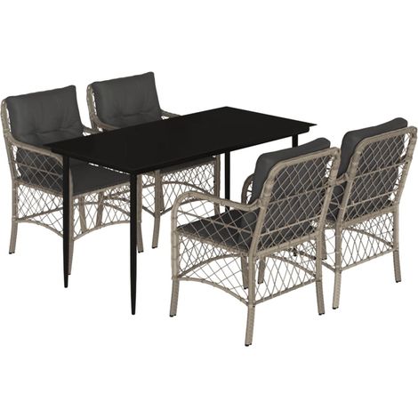 Maison Exclusive - Set Pranzo da Giardino 5pz con Cuscini Grigio Chiaro Polyrattan (1/5)