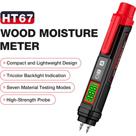 HABOTEST HT67 humidimètre numérique pour bois professionnel 2 broches testeur d'humidité 0 58% hygromètre à bois Portable de Type stylo. (1/5)