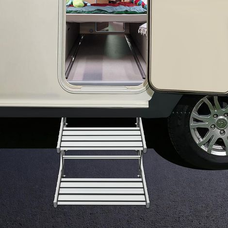 Wohnmobiltrittstufen Caravan Manuelles Doppelpedal aus Aluminium Wohnwagen Trittstufe (1/5)