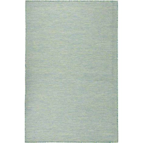 vidaXL Alfombra de exterior de tejido plano turquesa 100x200 cm (1/5)