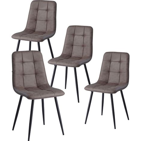 Esszimmerstühle 4er-Set, dunkelbraun, Kunstleder, Metallbeine, bequem (1/5)