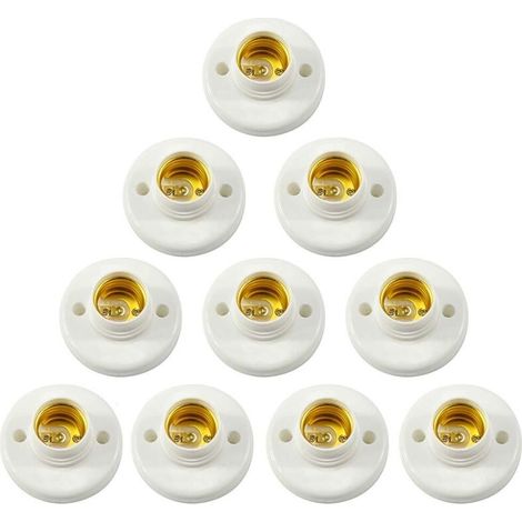 E27 Support De Lampe, Douille a Vis Murale,Adaptateur de Convertisseur de Base d'ampoule LED, pour Ampoule E27 Douille à vis Ronde en Plastique 10PCS