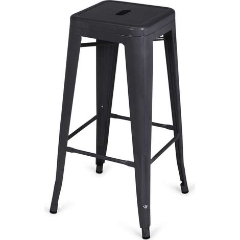 Pack de 4 taburetes de metal apilable modelo Tolix acabado negro, 31 cm(ancho) 76.5 cm(altura) 31 cm(fondo) (1/2)