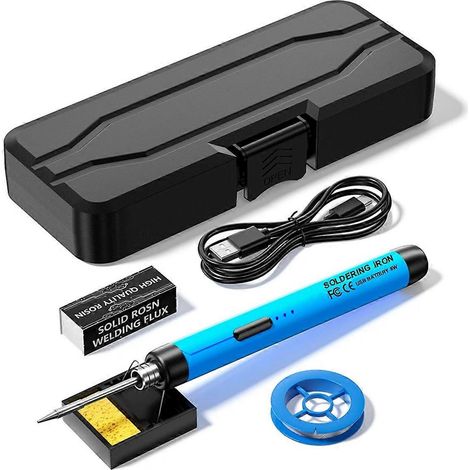 5V Micro-USB Lötkolben-Set mit Akku, blau