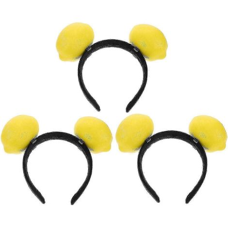 Serre-tête citron double, idéal pour les fêtes à thème (carnaval, etc.), en plastique jaune, style mignon, 22 x 20 x 6 cm, lot de 3. (1/5)