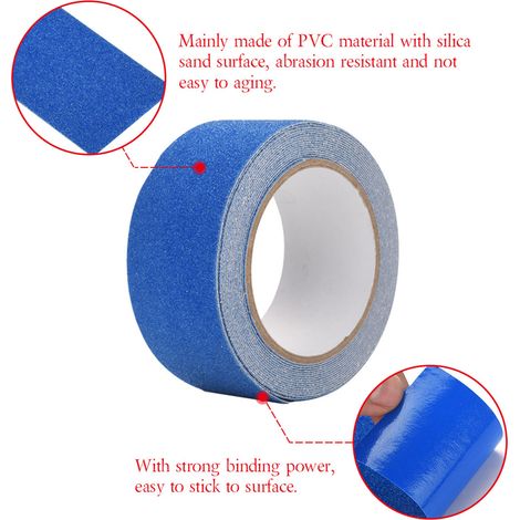 Ruban adhésif antidérapant coloré en PVC 5M5cm pour la décoration et la sécurité des escaliers (bleu) (1/5)