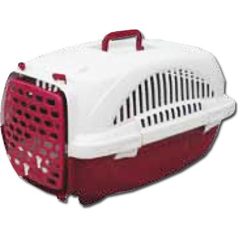 Valigia per trasporto animali in polipropilene rossa e bianca 40x60x42,5 ZTB-407