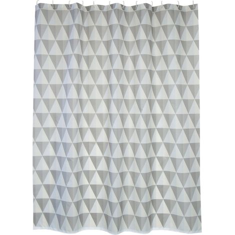 Rideau de douche Polyester NAROK 180X200cm QUALITE PREMIUM Gris & Blanc - Anneaux inclus MSV (1/4)