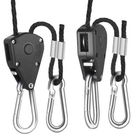 1 Paires Sangle à Cliquet Corde 1/8 Pouces Rope Ratchet Robuste Réglable pour Lampe à Suspension Growth, Capacité de 70 kg par Paire (1/5)