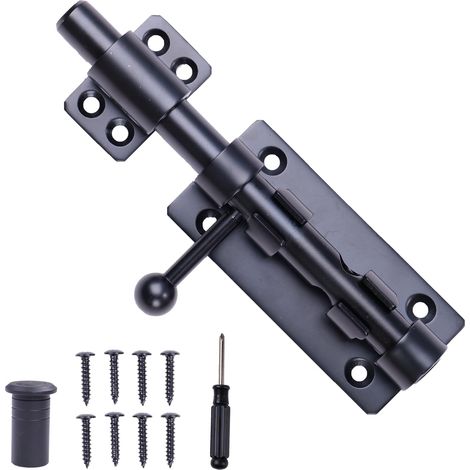 Verrou à barillet robuste de 30,5 cm (12 po), verrou coulissant, paquet de 1, pour porte intérieure, porte de cabanon, finition noire