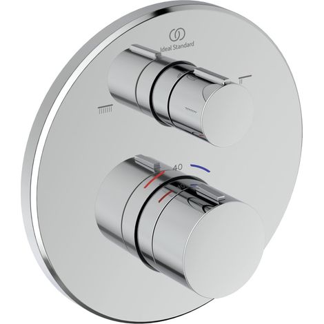 Ideal Standard Ceratherm T100 Termostato per vasca da incasso, rubinetto per vasca con blocco della temperatura a 40°C, termostato per vasca da bagno – Cromo (1/3)