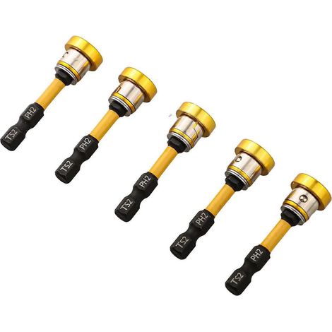 Set mit 5 magnetischen Schraubendreherbits für Gipskarton, mit magnetischen Spitzen, geeignet zum Bohren von Löchern in Gipskartonwänden, kompatibel mit Akku-Bohrmaschinen.