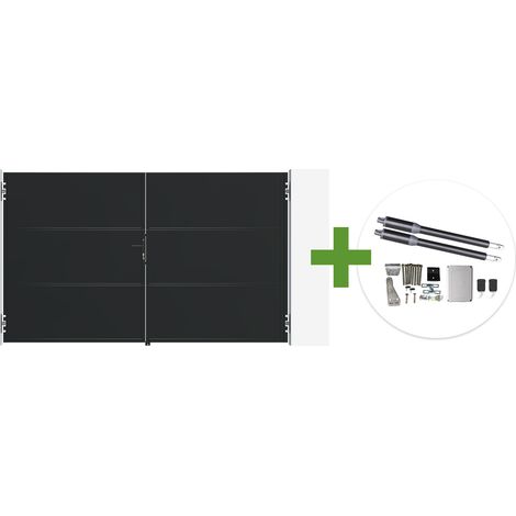Portail battant acier noir mat 3m NALI H.180cm + moteur Ranger B150 (1/5)