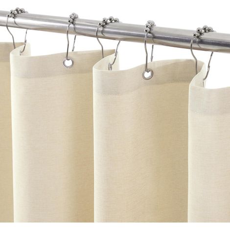 Duschvorhang Leinen mit Metallringen 92x182cm Beige (1/5)