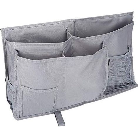 Caddy de chevet, 8 poches Oxford Multifonctionnel Chevet Rangement Sac Suspendu Organisateur De Stockage pour Têtes de Lit, Rails de Lit, Dortoirs, Lit d'Hôpital de Lits Superposés(Gris)