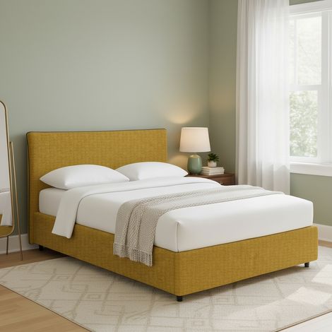 Letto Matrimoniale Crewe, Sfoderabile, Contenitore Made in Italy, Giallo Ocra (1/5)
