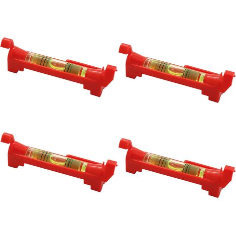 Lot de 4 niveaux à bulle rouge avec cordon, Pour travaux de maçonnerie, travaux de plomberi (1/5)