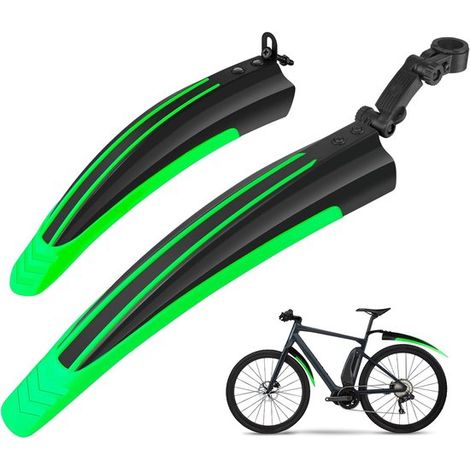 Guardabarros para bicicleta, juego de 2, ajustables universalmente para la parte delantera y trasera (1/5)