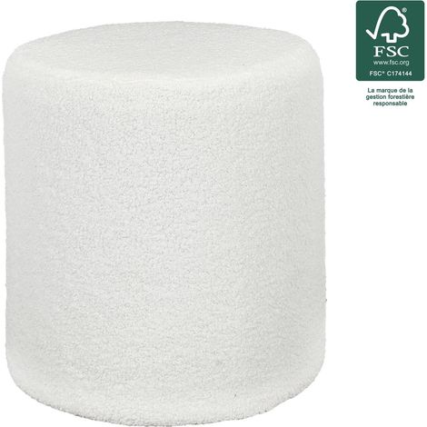 Pouf bouclette blanc 35x35x35 cm