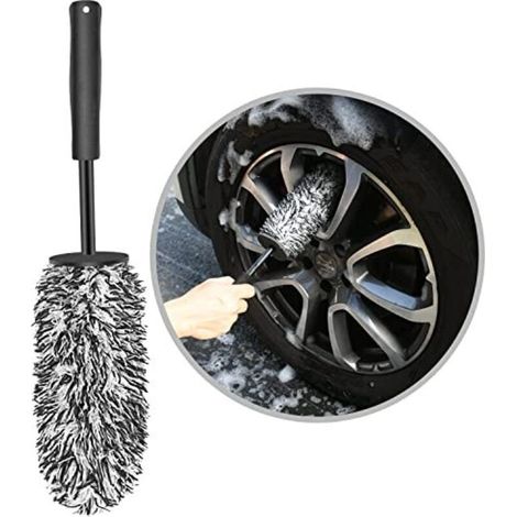 Brosse Jantes Voiture, Brosse de Nettoyage en Microfibre, Brosse de Roue de Voiture Jante sans Partie Métallique, Pas de Rayures Brosse Jantes Aluminium