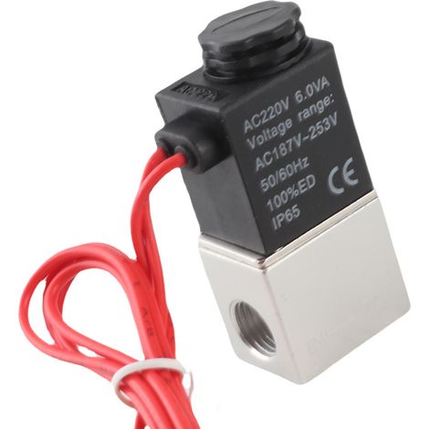 Électrovanne à action directe pour eau, air et huile, corps en alliage d'aluminium, 220 V CA (G1/4 po) (1/5)