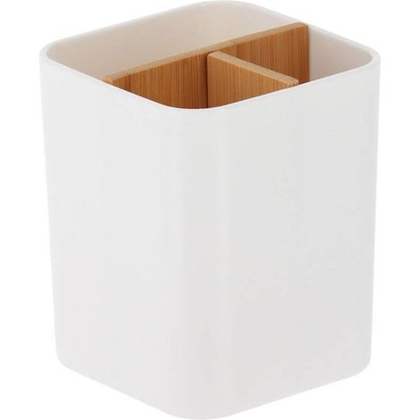 Organisateur carre 3 comp. Plastique bambou - blanc mat -