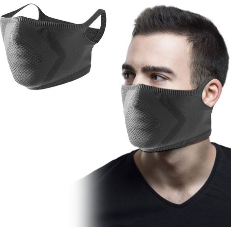 Paquete de 2 mascarillas faciales de seda helada para motociclistas con protección solar, con elásticos para las orejas, transpirables y con protección UV (Negro) (1/3)