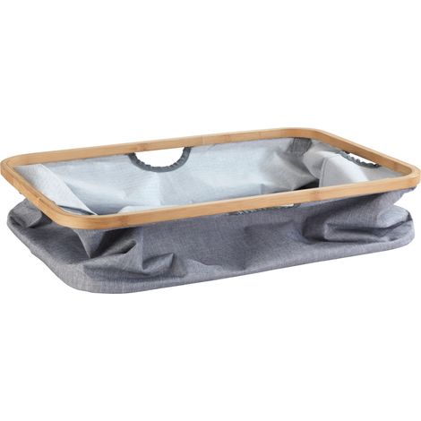 WENKO Wäschekorb Bahari aus Bambus, Wäschekorb, faltbar, 50 l, Grau, Bambus braun, Polyester grau, Polypropylen grau (1/5)