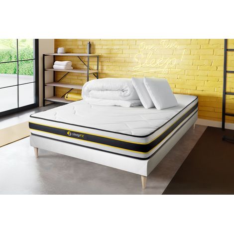 Pacchetto letto completo - Materasso 140x190cm + Box spring (monoblocco) + 2 cuscini + Piumone - Flexy